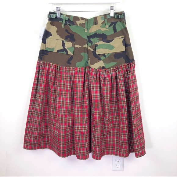 Camo Plaid Midi Skirt 27 Color Block Air Force - Picture 2 of 5